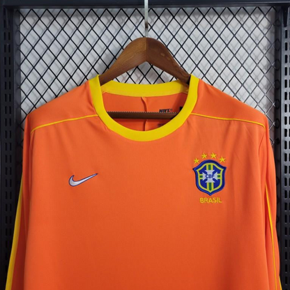 Retro Long Sleeve 1998 Brazil Goalkeeper Orange Jersey