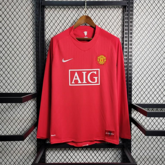Retro Long Sleeve 07-08 Manchester United Home Premier League Jersey