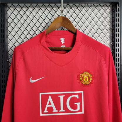 Retro Long Sleeve 07-08 Manchester United Home Premier League Jersey