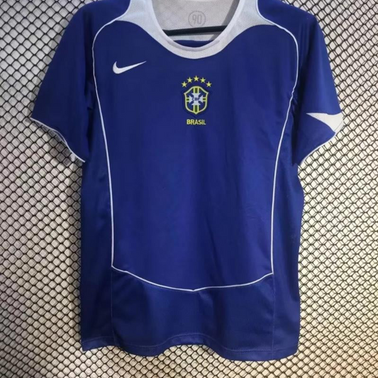 Retro 2004 Brazil Away Blue Jersey
