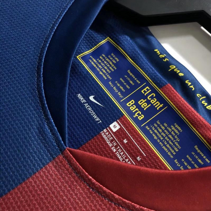 Retro 08/09 Long SLeeve Barcelona Home Champions Version Soccer Jersey