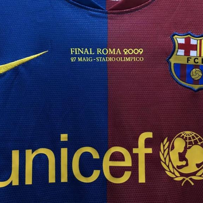 Retro 08/09 Long SLeeve Barcelona Home Champions Version Soccer Jersey