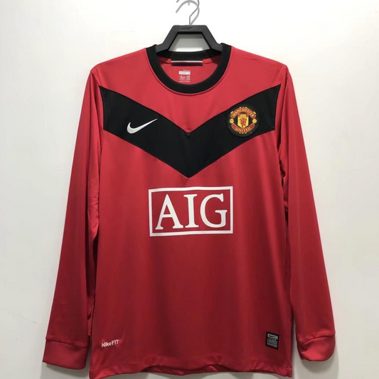 Retro 09/10 Long Sleeve Manchester United Home Soccer Jersey