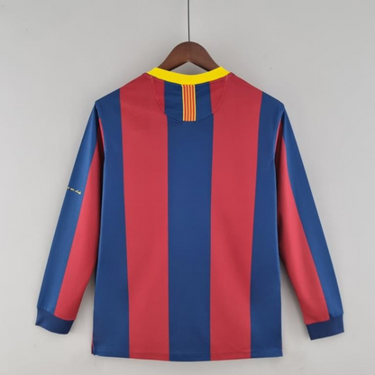 Retro 10/11 Barcelona Long Sleeve Home Soccer Jersey