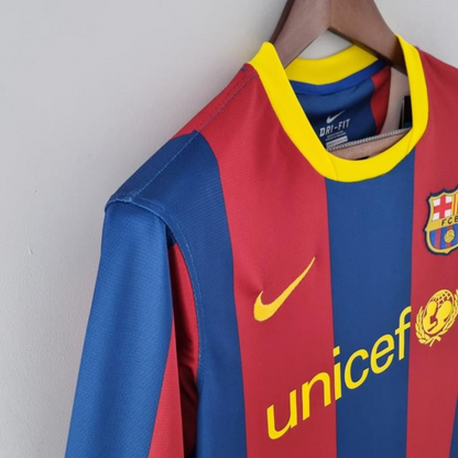 Retro 10/11 Barcelona Long Sleeve Home Soccer Jersey
