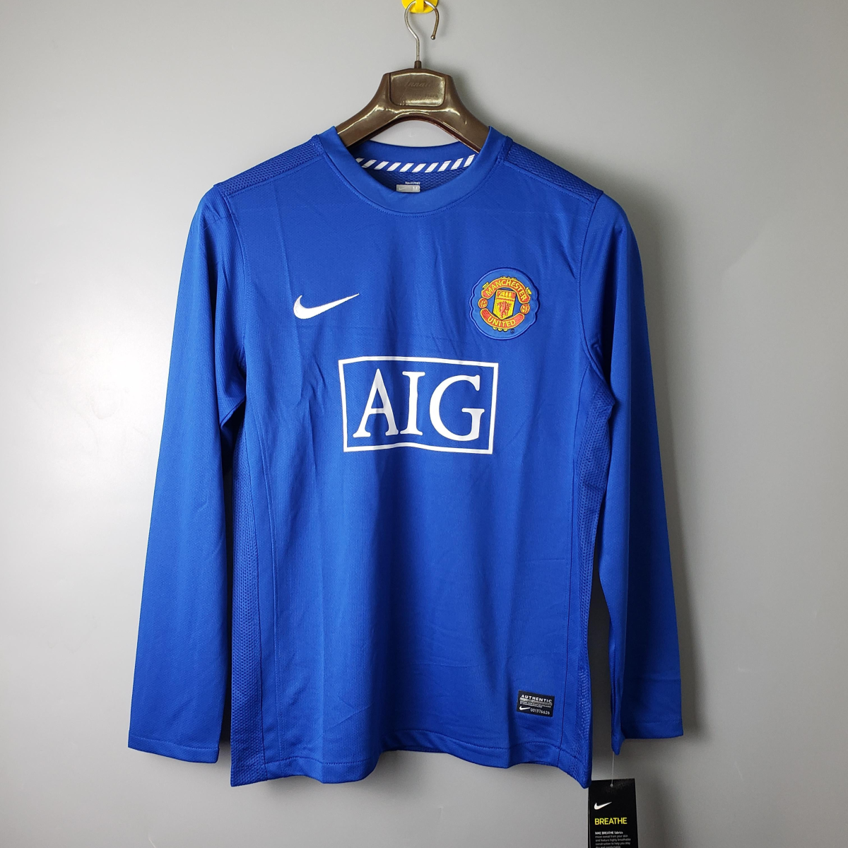 Retro 08/09 Manchester United Third Blue long sleeve Soccer Jersey