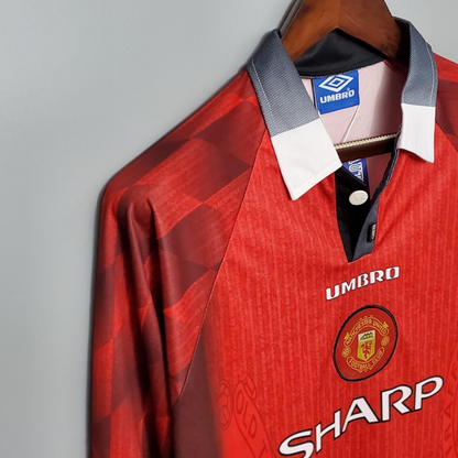 Retro Long Sleeve 1996 Manchester United home Soccer Jersey
