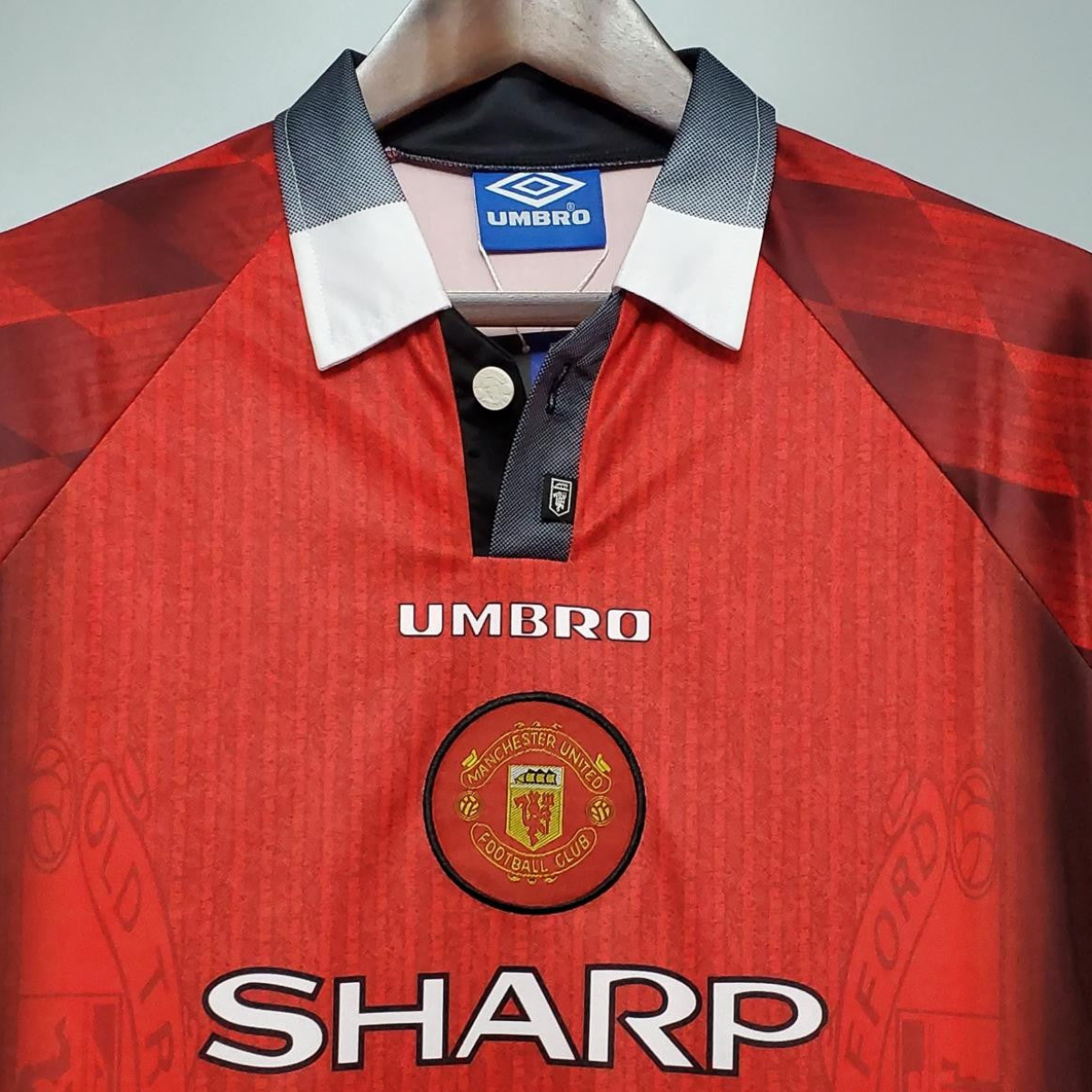 Retro Long Sleeve 1996 Manchester United home Soccer Jersey