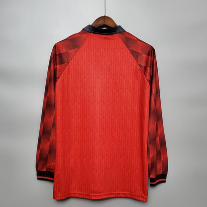 Retro Long Sleeve 1996 Manchester United home Soccer Jersey
