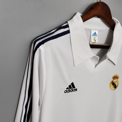 Retro Long Sleeve 01/02 Real Madrid Home Champion league Jersey (No Sponsor)