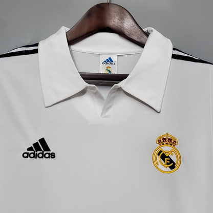 Retro Long Sleeve 01/02 Real Madrid Home Champion league Jersey (No Sponsor)