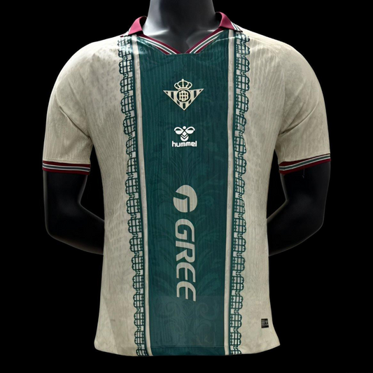 Player Version 25/26 Real Betis White with Green Central Stripe Jersey