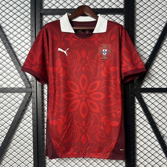 2025 Portugal National Team Burgundy with Floral Pattern Jersey