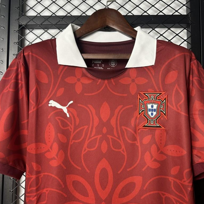 2025 Portugal National Team Burgundy with Floral Pattern Jersey
