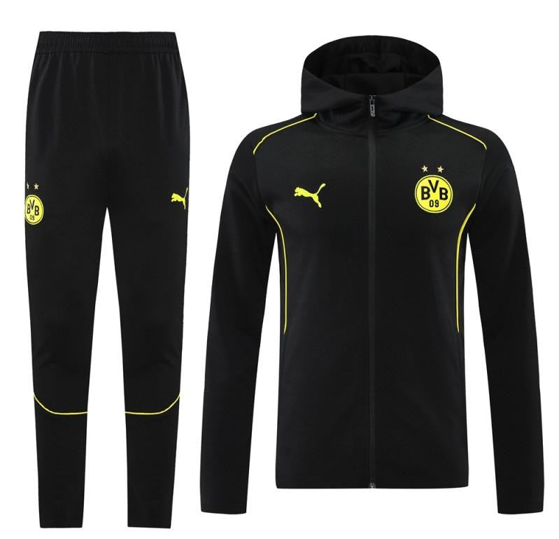 24/25 Borussia Dortmund Black Hoodie Full Zipper Jacket +Long Pants