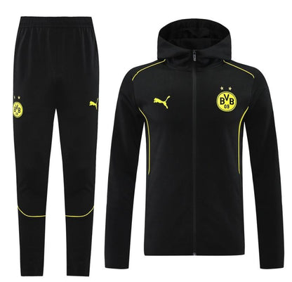 24/25 Borussia Dortmund Black Hoodie Full Zipper Jacket +Long Pants