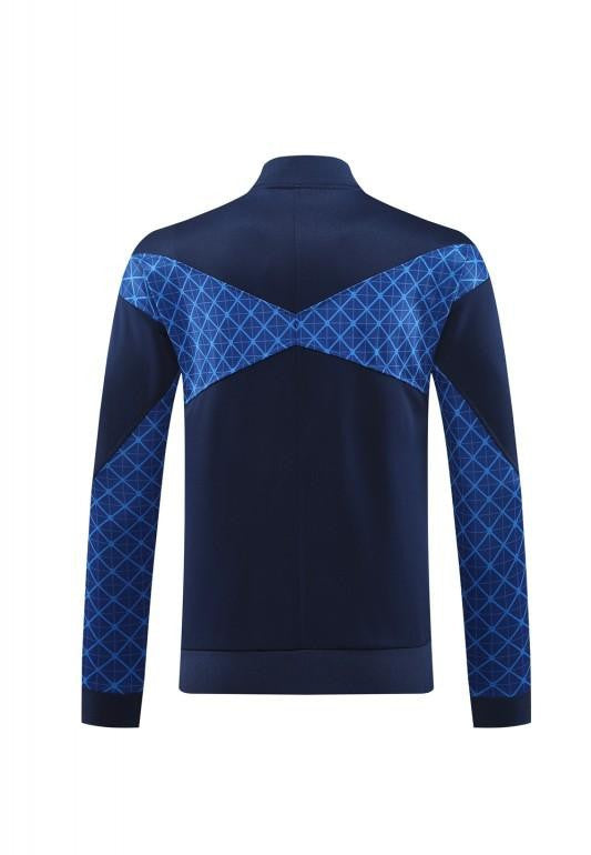 24/25 PSG Blue Grid Pattern Full Zipper Jacket +Long Pants