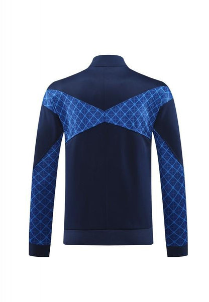 24/25 PSG Blue Grid Pattern Full Zipper Jacket +Long Pants