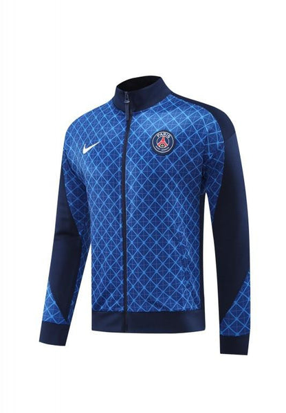24/25 PSG Blue Grid Pattern Full Zipper Jacket +Long Pants
