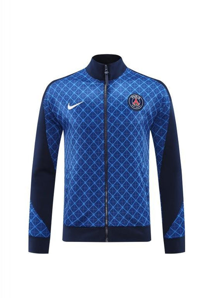 24/25 PSG Blue Grid Pattern Full Zipper Jacket +Long Pants