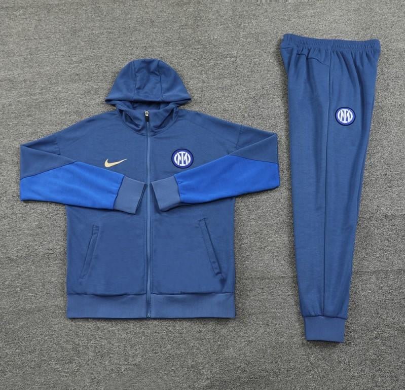 24/25 Inter Milan Blue Hoodie Full Zipper Jacket +Long Pants
