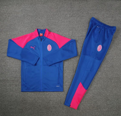 24/25 AC Milan Blue/Red Full Zipper Jacket +Long Pants
