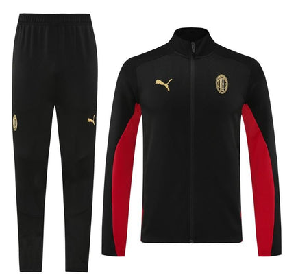 24/25 AC Milan Black/Red Full Zipper Jacket +Long Pants