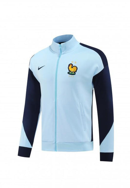2024 France Light Blue Full Zipper Jacket +Long Pants