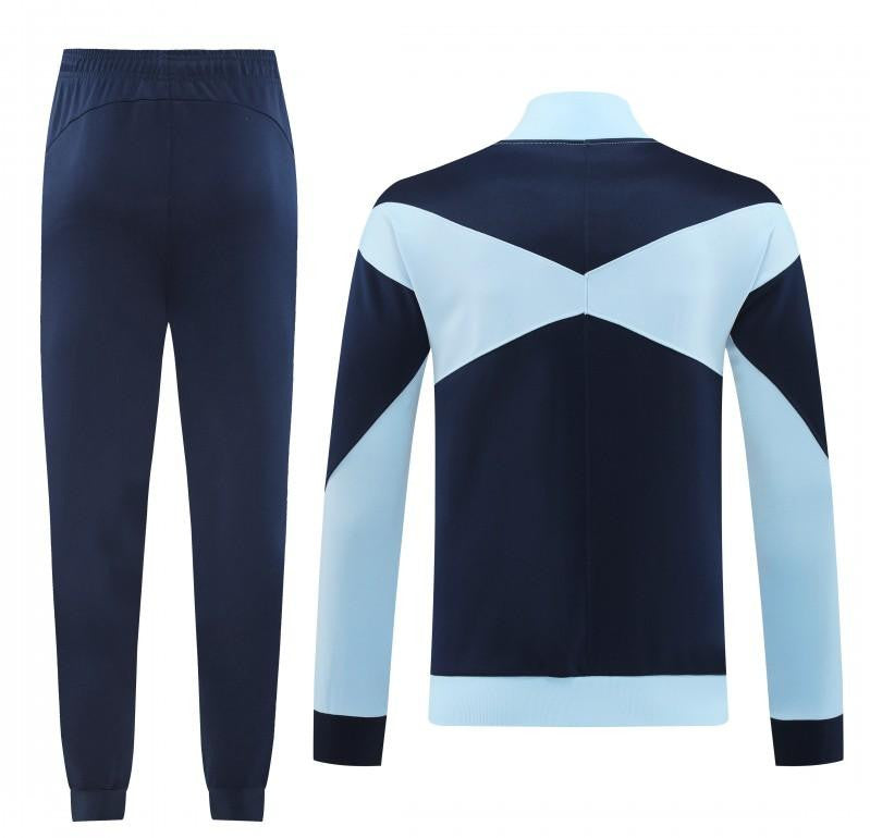 2024 France Light Blue Full Zipper Jacket +Long Pants
