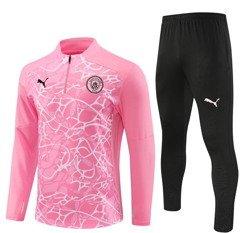 24/25 Manchester City Pink Half Zipper Jacket+Long Pants