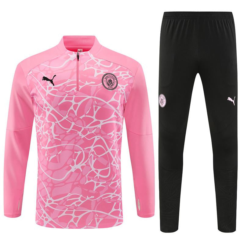 24/25 Manchester City Pink Half Zipper Jacket+Long Pants