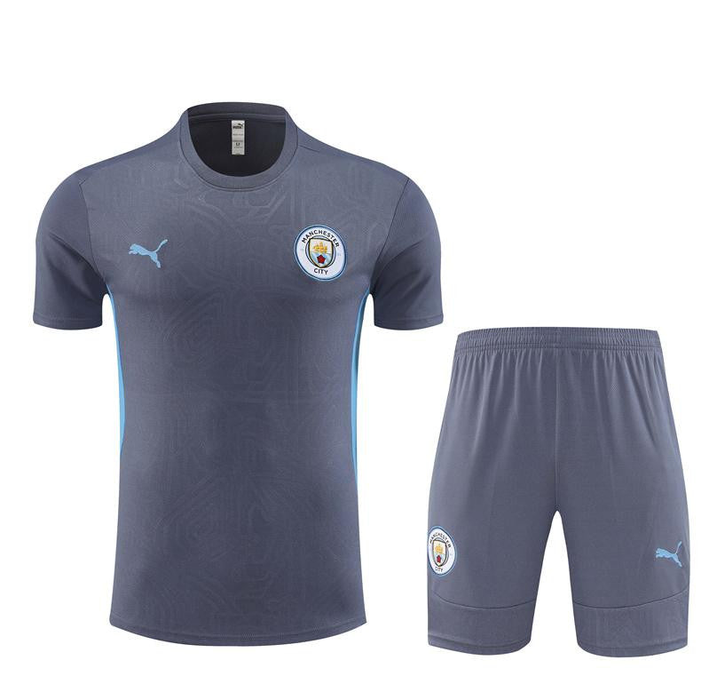 24/25 Manchester City Blue White Short Sleeve Jersey+Shorts