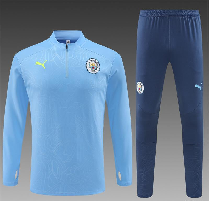 24/25 Manchester City Sky Blue Half Zipper Jacket+Long Pants