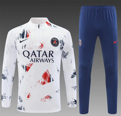 24/25 PSG White Camouflage Navy Half Zipper Jacket+Long Pants