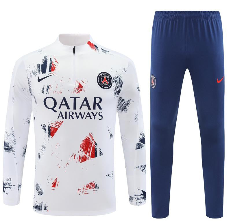 24/25 PSG White Camouflage Navy Half Zipper Jacket+Long Pants