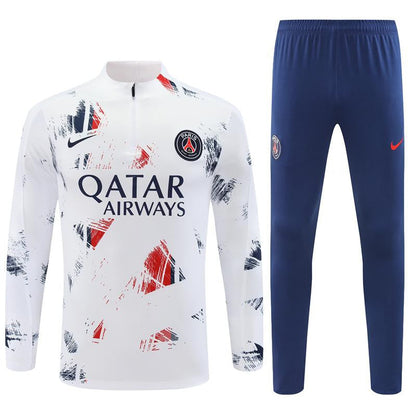 24/25 PSG White Camouflage Navy Half Zipper Jacket+Long Pants