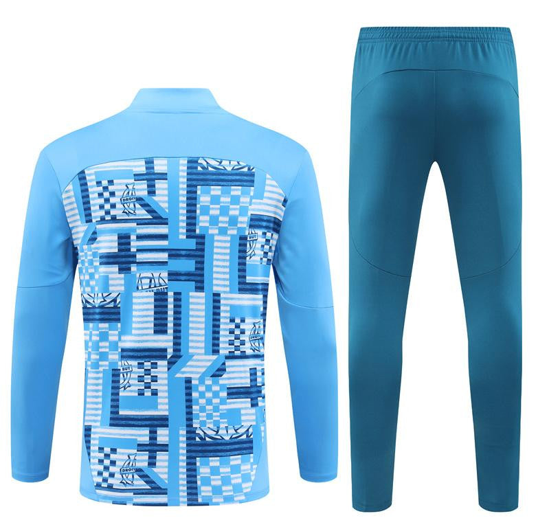24/25 Olympique Marseille Blue Camouflage Half Zipper Jacket+Long Pants