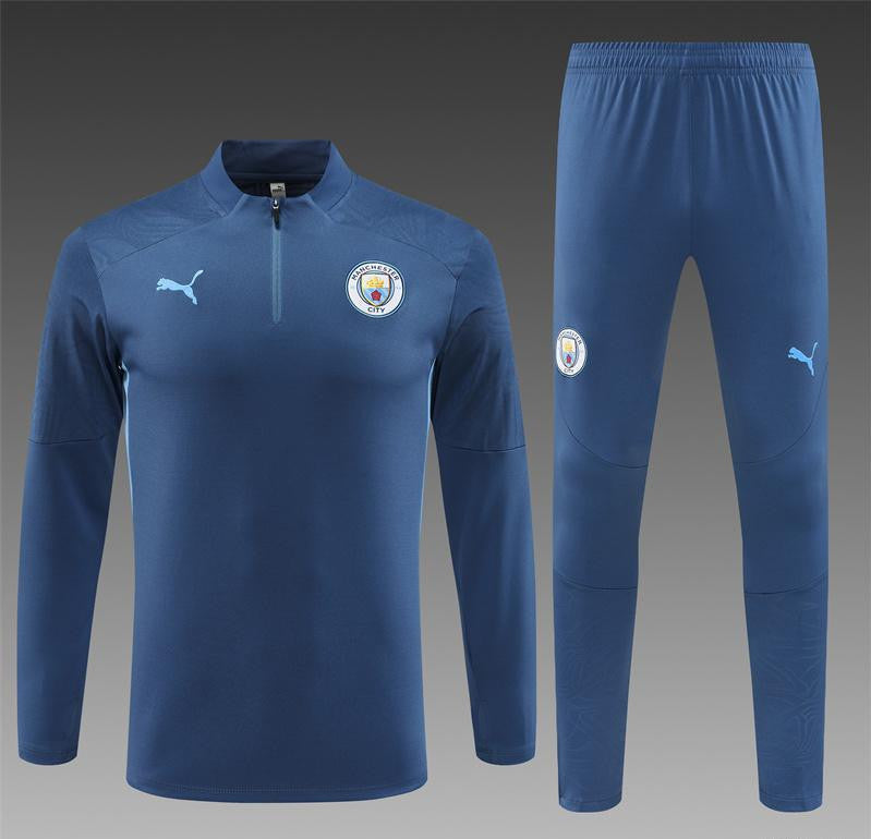 24/25 Manchester City Blue Half Zipper Jacket+Long Pants