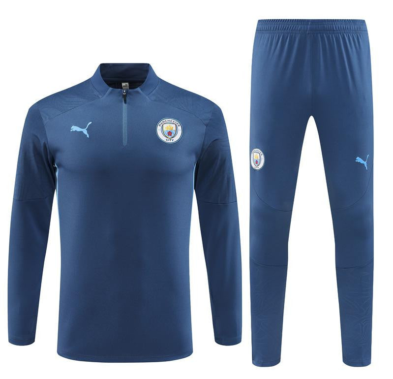 24/25 Manchester City Blue Half Zipper Jacket+Long Pants