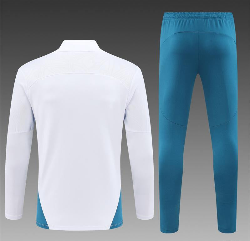 24/25 Olympique Marseille White Half Zipper Jacket+Long Pants