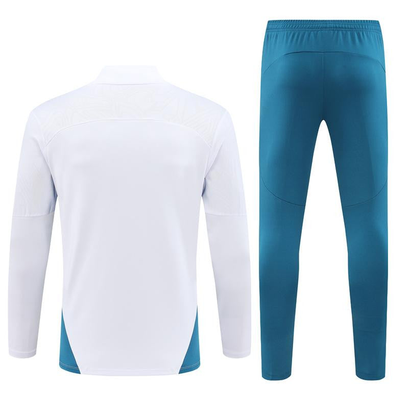 24/25 Olympique Marseille White Half Zipper Jacket+Long Pants