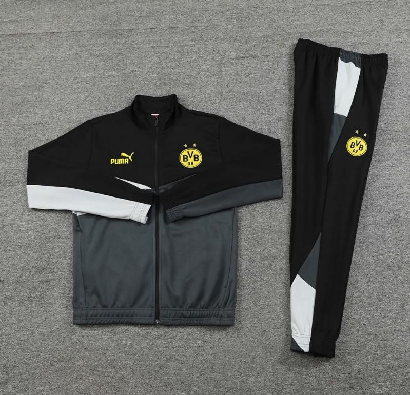 24/25 Borussia Dortmund Grey/Black Full Zipper Jacket +Long Pants