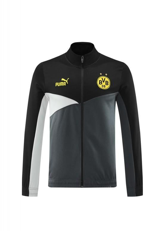 24/25 Borussia Dortmund Grey/Black Full Zipper Jacket +Long Pants