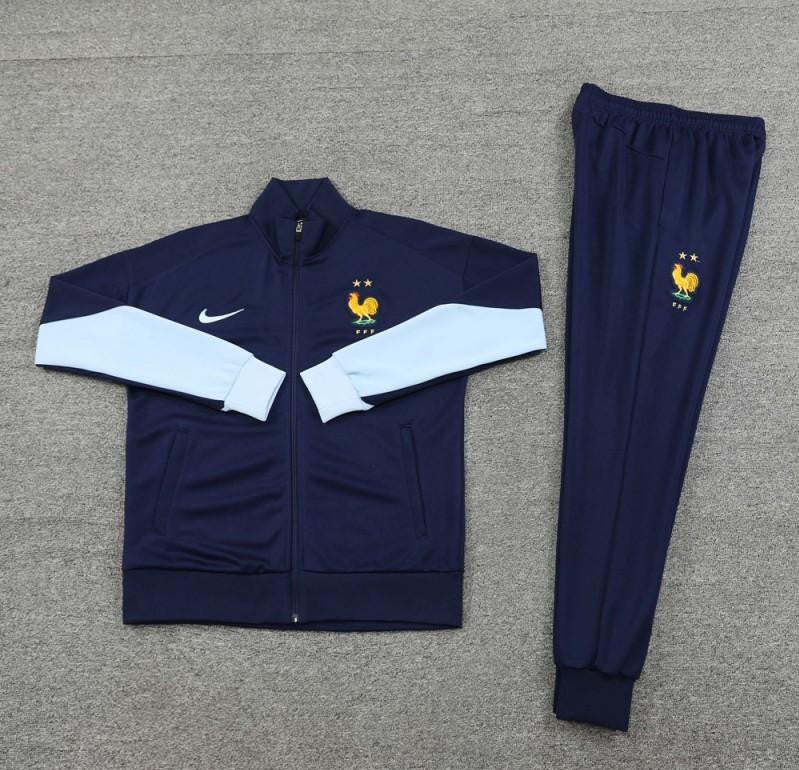 2024 France Navy Full Zipper Jacket +Long Pants