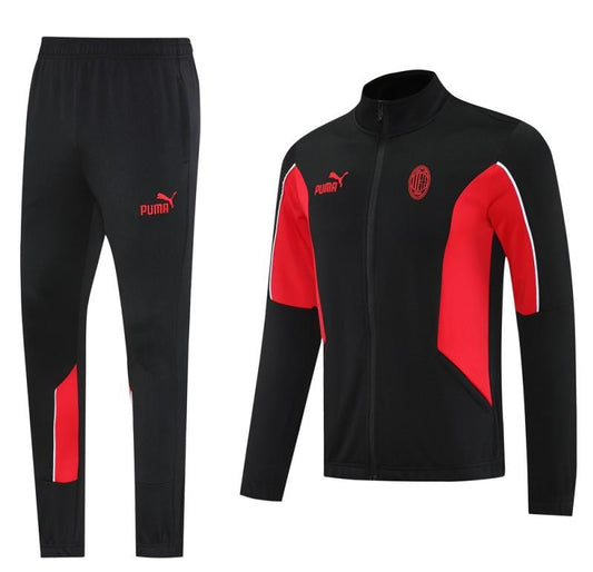25/26 AC Milan Black/Red Full Zipper Jacket +Long Pants