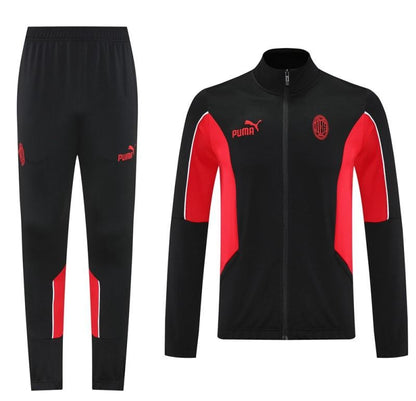 25/26 AC Milan Black/Red Full Zipper Jacket +Long Pants
