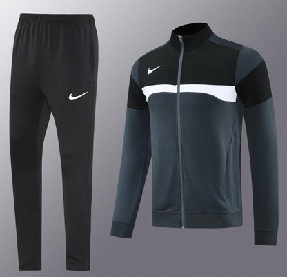 2025 Nike Black/Deep Grey Full Hoodie Zipper Jacket +Long Pants