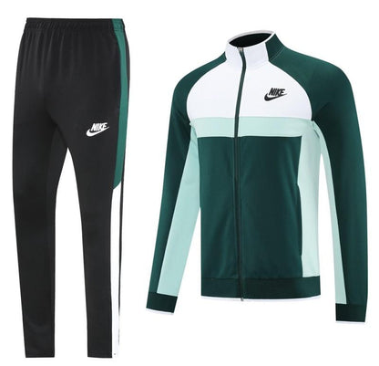 2025 Nike Green/White Full Hoodie Zipper Jacket +Long Pants