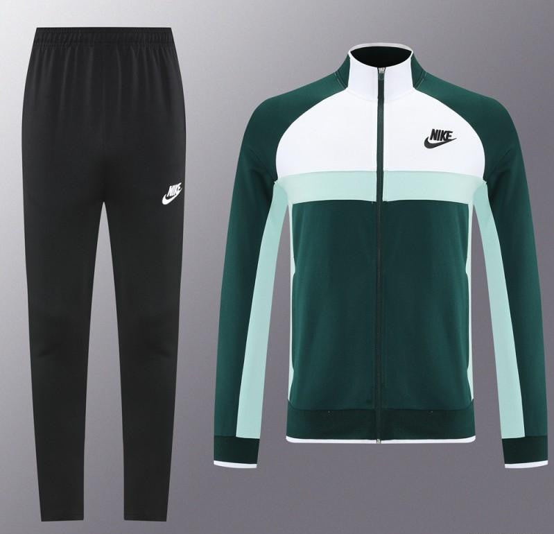 2025 Nike Green/White Full Hoodie Zipper Jacket +Long Pants
