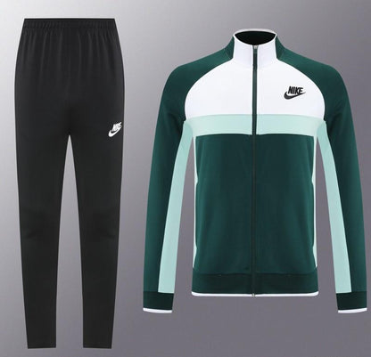 2025 Nike Green/White Full Hoodie Zipper Jacket +Long Pants
